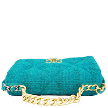 Load image into Gallery viewer, CHANEL 19 Flap Medium Quilted Tweed Shoulder Bag Teal
