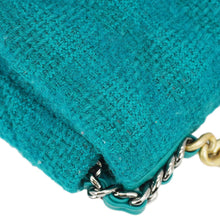 Load image into Gallery viewer, CHANEL 19 Flap Medium Quilted Tweed Shoulder Bag Teal
