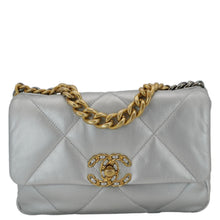 Load image into Gallery viewer, CHANEL 19 Medium Flap Quilted Leather Shoulder Bag Metallic Silver
