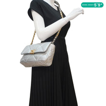 Load image into Gallery viewer, CHANEL 19 Medium Flap Quilted Leather Shoulder Bag Metallic Silver
