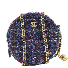 Load image into Gallery viewer, CHANEL Round Tweed Chain Clutch Crossbody Bag Blue
