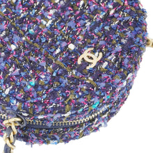 Load image into Gallery viewer, CHANEL Round Tweed Chain Clutch Crossbody Bag Blue
