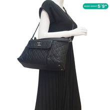 Load image into Gallery viewer, CHANEL French Riviera Quilted Caviar Leather Hobo Bag Black
