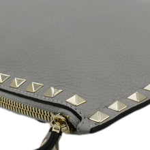 Load image into Gallery viewer, VALENTINO GARAVANI Rockstud Zip Clutch Leather Pouch Grey
