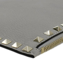 Load image into Gallery viewer, VALENTINO GARAVANI Rockstud Zip Clutch Leather Pouch Grey
