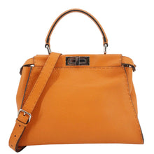 Load image into Gallery viewer, FENDI Peekaboo Iconic Medium Leather Satchel Shoulder Bag Orange
