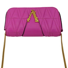 Load image into Gallery viewer, VERSACE Virtus Quilted Leather Chain Crossbody Bag Shock Pink
