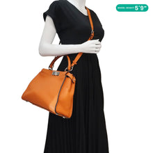 Load image into Gallery viewer, FENDI Peekaboo Iconic Medium Leather Satchel Shoulder Bag Orange
