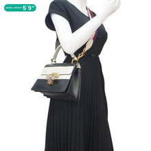 Load image into Gallery viewer, GUCCI Queen Margaret Bee Blind For Love Leather Shoulder Bag Black 476541
