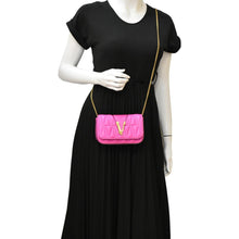 Load image into Gallery viewer, VERSACE Virtus Quilted Leather Chain Crossbody Bag Shock Pink
