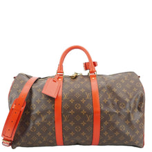 Load image into Gallery viewer, LOUIS VUITTON Keepall Bandoulière 50 Monogram Canvas Travel Bag Coquelicot
