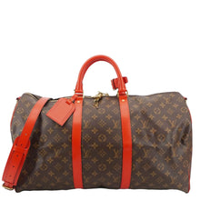 Load image into Gallery viewer, LOUIS VUITTON Keepall Bandoulière 50 Monogram Canvas Travel Bag Coquelicot
