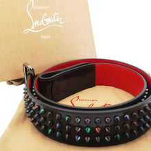 Load image into Gallery viewer, CHRISTIAN LOUBOUTIN Loubi Spiked Leather Belt Black Size 100.40
