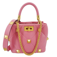 Load image into Gallery viewer, VALENTINO Roman Stud Small Nappa Leather Top Handle Crossbody Bag Flamingo Pink
