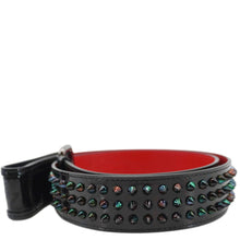 Load image into Gallery viewer, CHRISTIAN LOUBOUTIN Loubi Spiked Leather Belt Black Size 100.40
