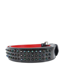 Load image into Gallery viewer, CHRISTIAN LOUBOUTIN Loubi Spiked Leather Belt Black Size 100.40
