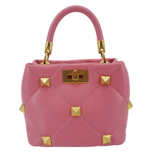 Load image into Gallery viewer, VALENTINO Roman Stud Small Nappa Leather Top Handle Crossbody Bag Flamingo Pink
