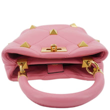 Load image into Gallery viewer, VALENTINO Roman Stud Small Nappa Leather Top Handle Crossbody Bag Flamingo Pink
