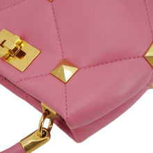 Load image into Gallery viewer, VALENTINO Roman Stud Small Nappa Leather Top Handle Crossbody Bag Flamingo Pink
