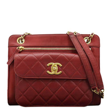 Load image into Gallery viewer, CHANEL Square Front Pocket  Crossbody Bag Red front look
