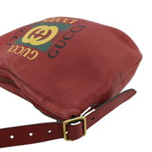 Load image into Gallery viewer, GUCCI Half Moon Logo Calfskin Leather Hobo Shoulder Bag Red 523588
