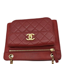 Load image into Gallery viewer, CHANEL Square Front Pocket  Crossbody Bag Red upper look
