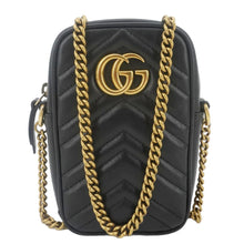 Load image into Gallery viewer, GUCCI GG Marmont Mini Matelasse Leather Crossbody Bag Black 598597
