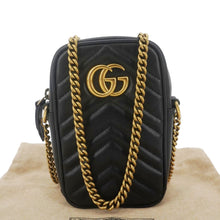 Load image into Gallery viewer, GUCCI GG Marmont Mini Matelasse Leather Crossbody Bag Black 598597
