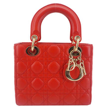 Load image into Gallery viewer, CHRISTIAN DIOR Lady Dior Cannage Lambskin Leather Crossbody Bag Red
