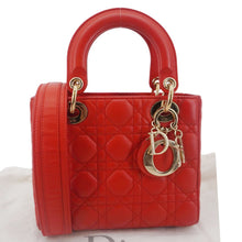 Load image into Gallery viewer, CHRISTIAN DIOR Lady Dior Cannage Lambskin Leather Crossbody Bag Red
