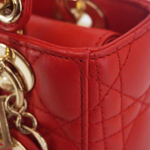 Load image into Gallery viewer, CHRISTIAN DIOR Lady Dior Cannage Lambskin Leather Crossbody Bag Red
