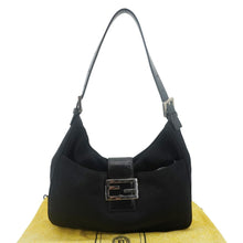 Load image into Gallery viewer, FENDI FF Logo Baguette Neoprene Fiber Shoulder Bag Black
