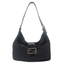 Load image into Gallery viewer, FENDI FF Logo Baguette Neoprene Fiber Shoulder Bag Black
