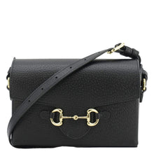 Load image into Gallery viewer, GUCCI Horsebit 1955 Flap Leather Shoulder Bag Black 732314
