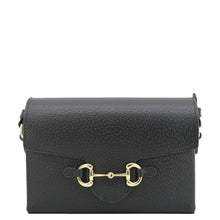 Load image into Gallery viewer, GUCCI Horsebit 1955 Flap Leather Shoulder Bag Black 732314
