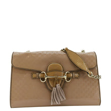 Load image into Gallery viewer, GUCCI Emily Medium GG Guccissima Patent Leather Chain Shoulder Bag Cream 295402
