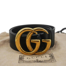 Load image into Gallery viewer, GUCCI Double G Marmont Buckle Smooth Leather Belt Black 400593

