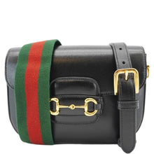 Load image into Gallery viewer, GUCCI Horsebit 1955 Flap Mini Leather Shoulder Bag Black 658574
