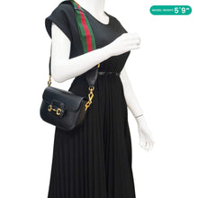 Load image into Gallery viewer, GUCCI Horsebit 1955 Flap Mini Leather Shoulder Bag Black 658574
