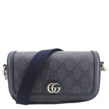 Load image into Gallery viewer, GUCCI Ophidia Super Mini GG Supreme Canvas Shoulder Bag Navy Blue 795466
