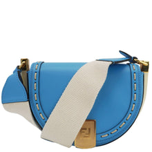 Load image into Gallery viewer, FENDI Moonlight Leather Crossbody Saddle Bag Blue
