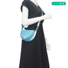 Load image into Gallery viewer, FENDI Moonlight Leather Crossbody Saddle Bag Blue
