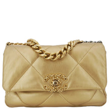 Load image into Gallery viewer, CHANEL 19 Flap Quilted Lambskin Leather Shoulder Bag Metallic Gold
