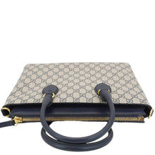 Load image into Gallery viewer, GUCCI GG Small Supreme Canvas Top Zip Tote Bag Navy Blue 409534
