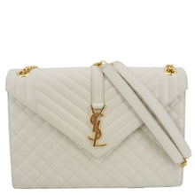 Load image into Gallery viewer, YVES SAINT LAURENT Envelope Large Mixed Matelasse Leather Shoulder Bag White
