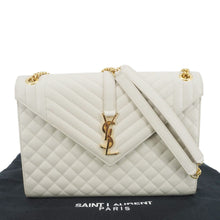 Load image into Gallery viewer, YVES SAINT LAURENT Envelope Large Mixed Matelasse Leather Shoulder Bag White
