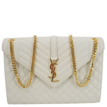 Load image into Gallery viewer, YVES SAINT LAURENT Envelope Large Mixed Matelasse Leather Shoulder Bag White
