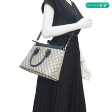 Load image into Gallery viewer, GUCCI GG Small Supreme Canvas Top Zip Tote Bag Navy Blue 409534
