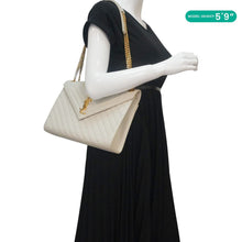 Load image into Gallery viewer, YVES SAINT LAURENT Envelope Large Mixed Matelasse Leather Shoulder Bag White
