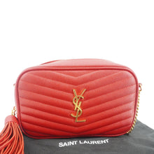 Load image into Gallery viewer, YVES SAINT LAURENT Lou Small Chevron Leather Camera Crossbody Bag Red
